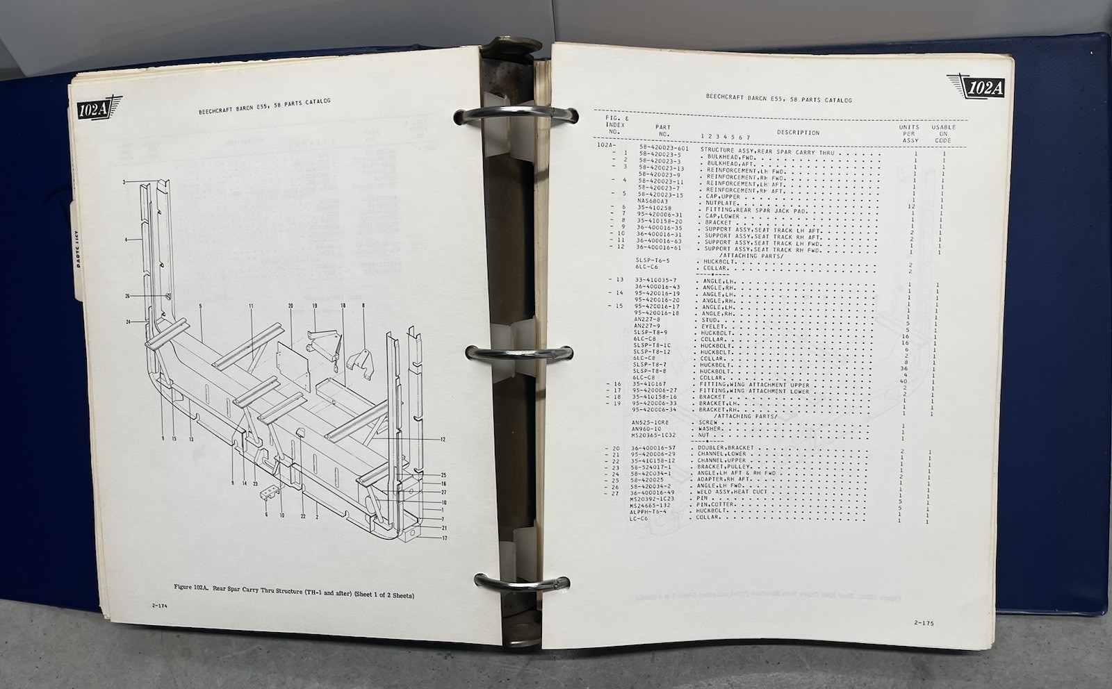 Beechcraft E55, 58 Baron Parts Catalog 58-590000-5 Original