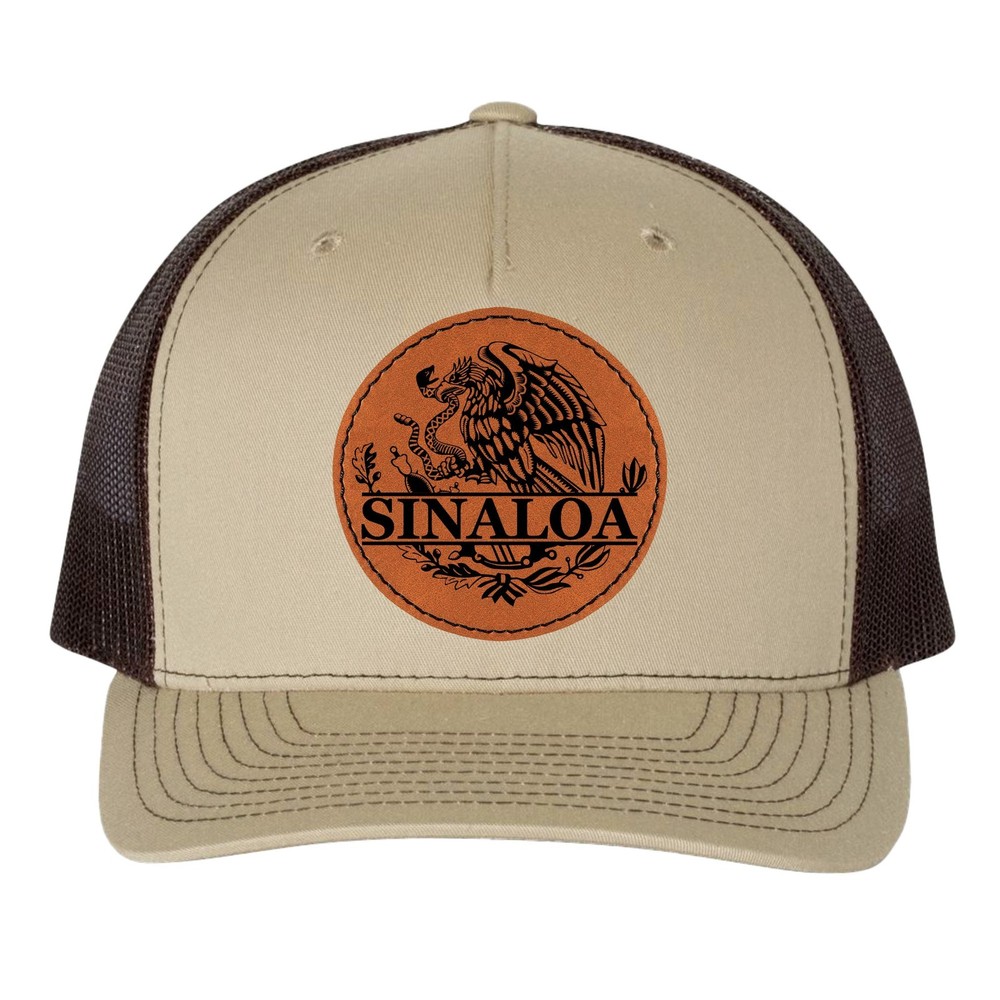 Sinaloa Mexico Eagle Leather Patch Hat Trucker Hat Baseball Cap
