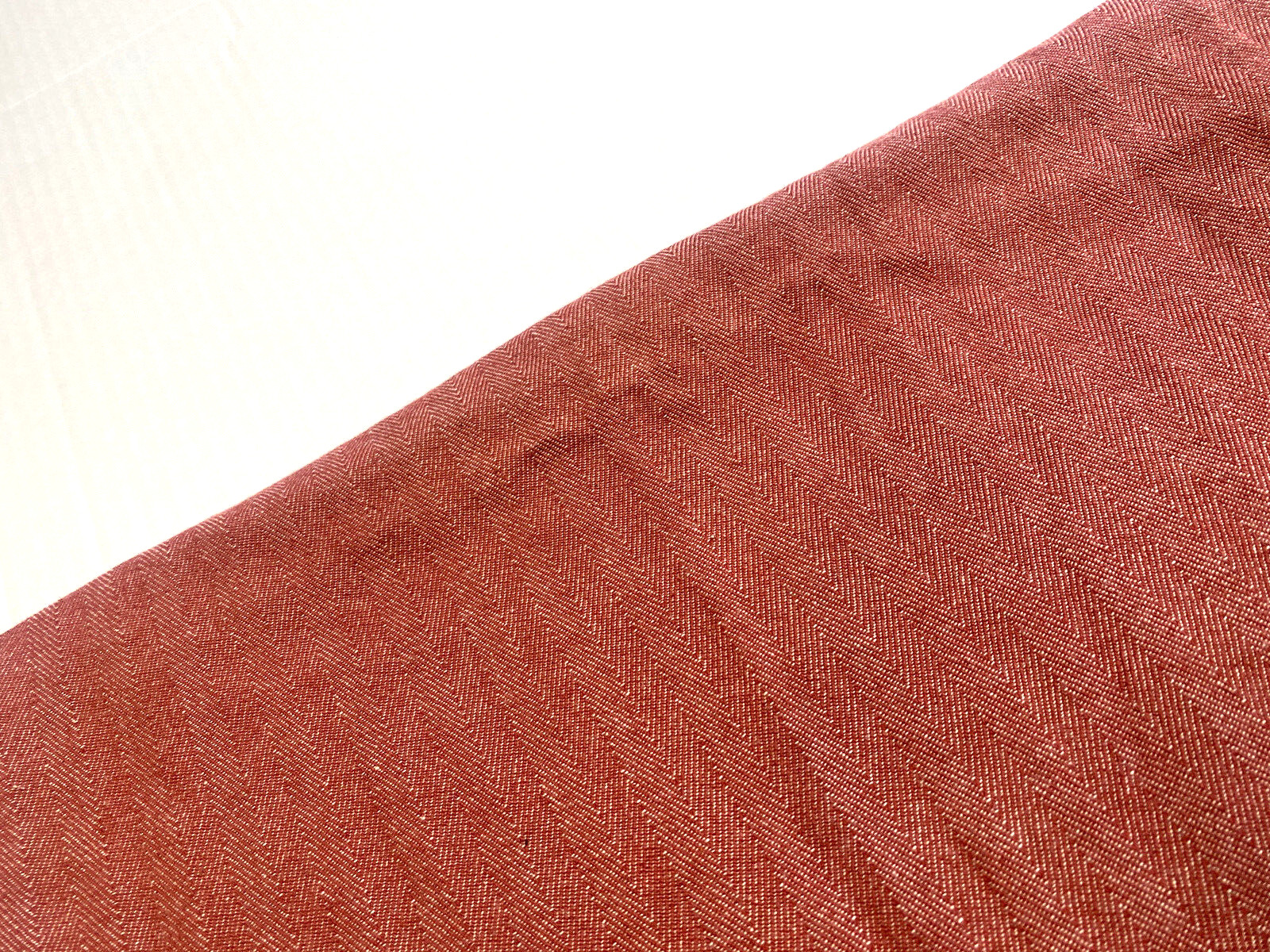 Beautiful Off- Red Table Runner Herringbone Leather Accent Luxury Dining Decor