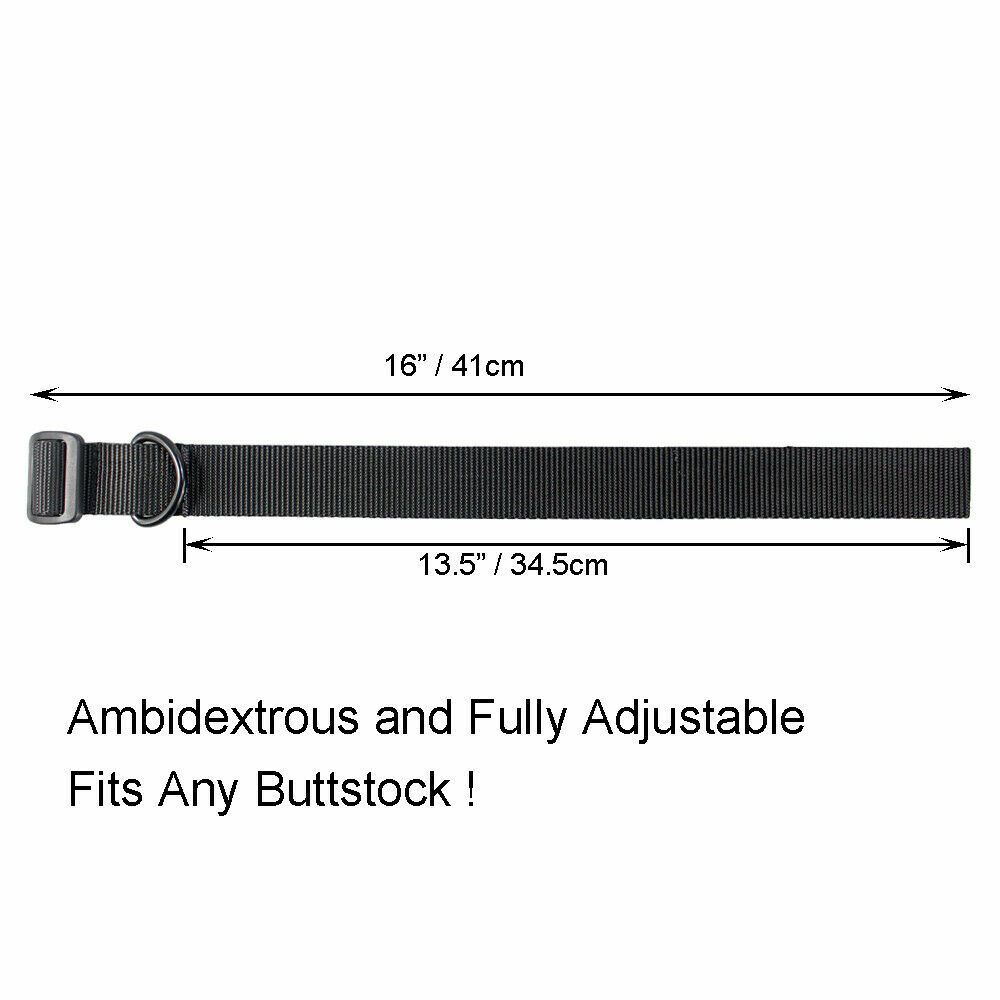 Adjustable Rifle Buttstock Sling 1.25” Nylon Strap with D Ring Loop for Hunting