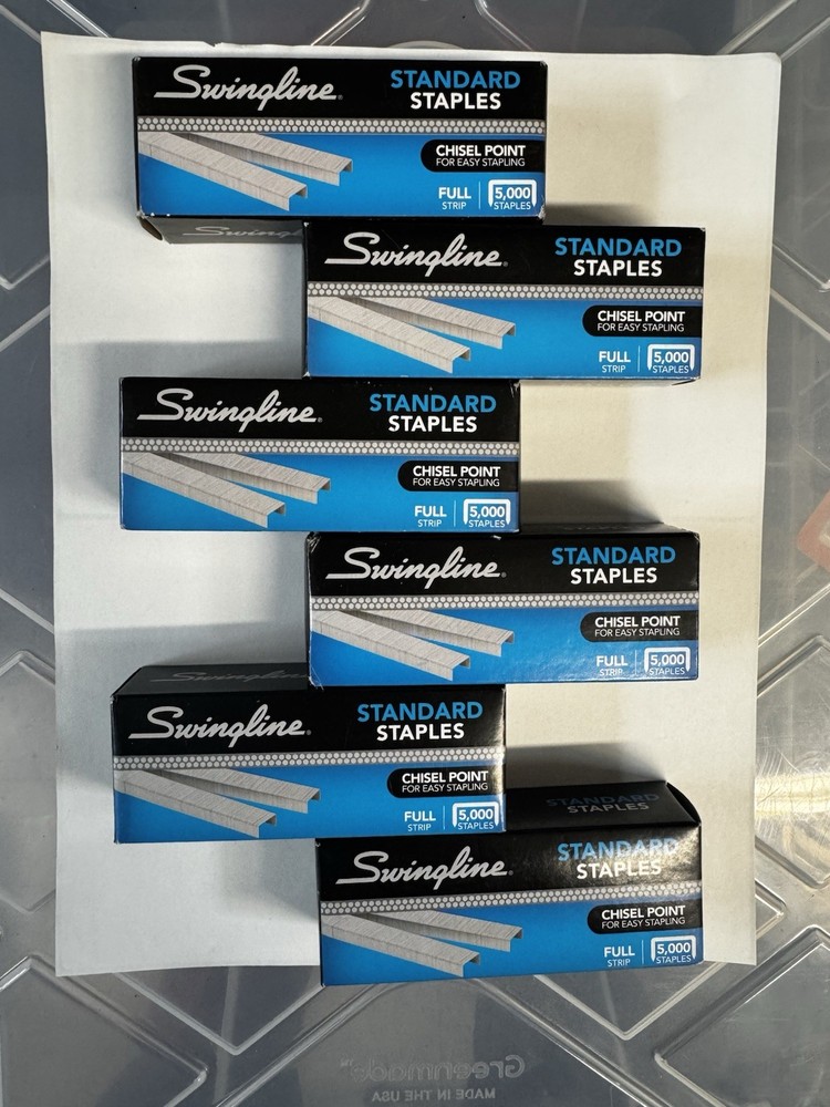 Swingline Standard Staples 5000 Count Full Strip Chisel Point 6 Pack