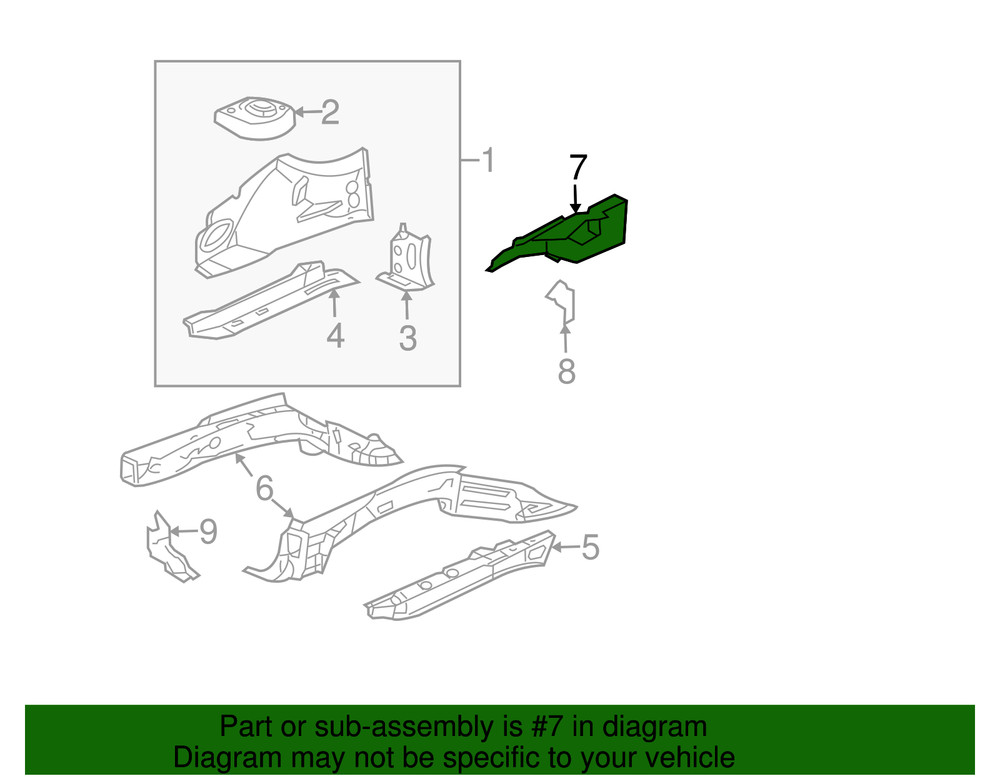 Genuine GM Passenger Side Front Compartment Inner Side Rail 12373338