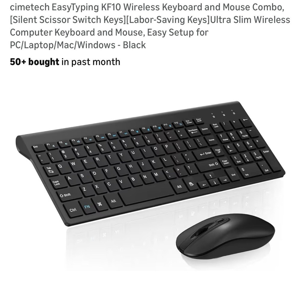 Cimetech EasyTyping KF10 Wireless Keyboard & Mouse Combo – Ultra Slim, Silent