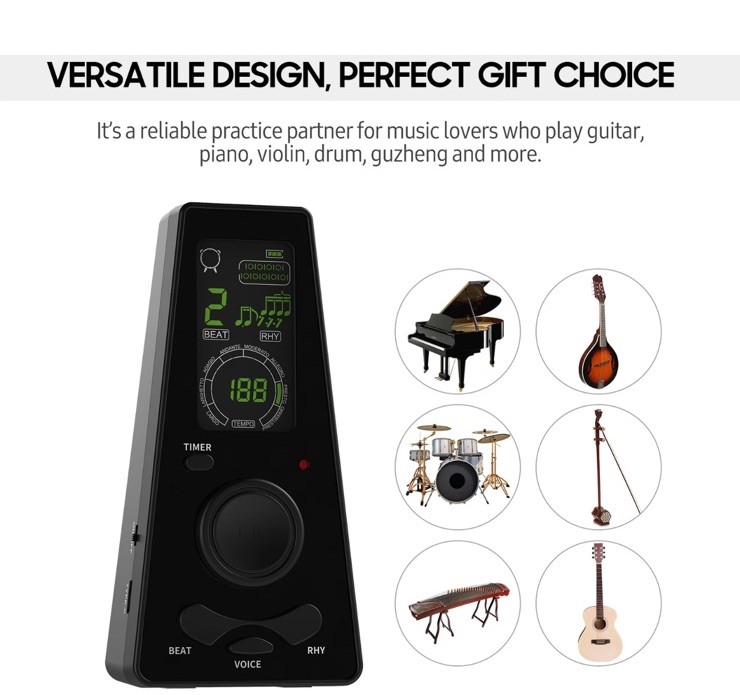 Electronic Digital Metronome W/ Timer Vocal Counting for Piano Guitar Drum