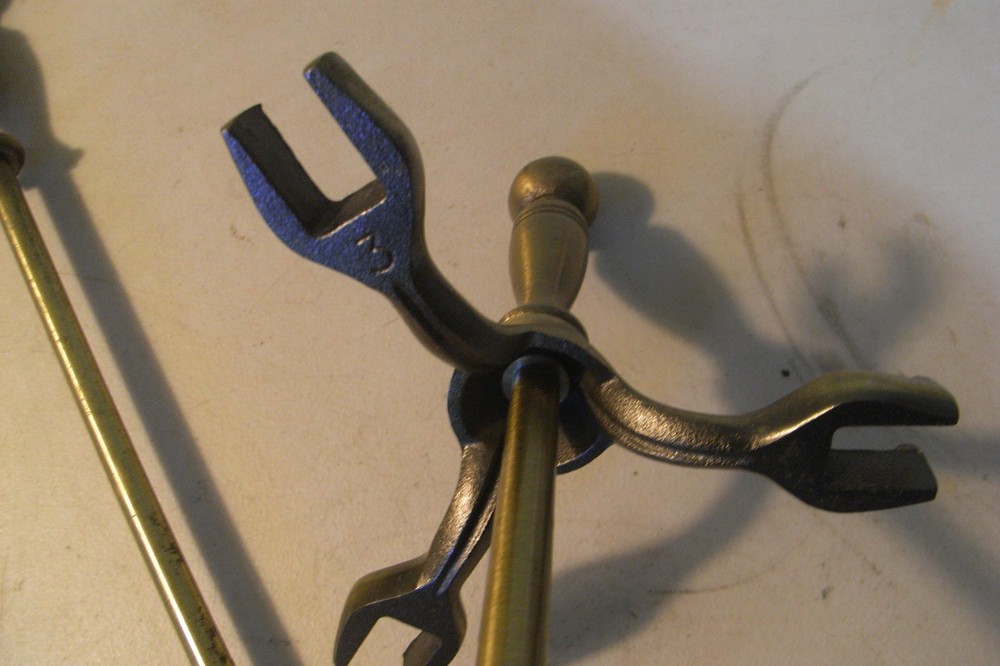 vintage Fire place 3 pc tool set brass