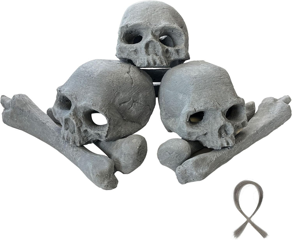 9 Pcs Ceramic Skulls for Fire Pit, Durable Reusable Fireproof Fire Pit Skull Log