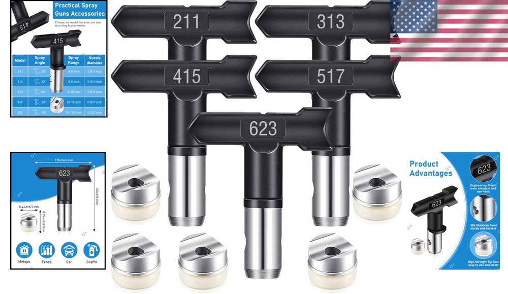 Reversible Spray Tips Set - 211, 313, 415, 517, 623