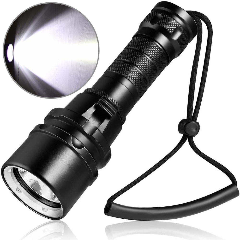 2022New Diving Flashlight ABS Material Deep Underwater Lamp Waterproof