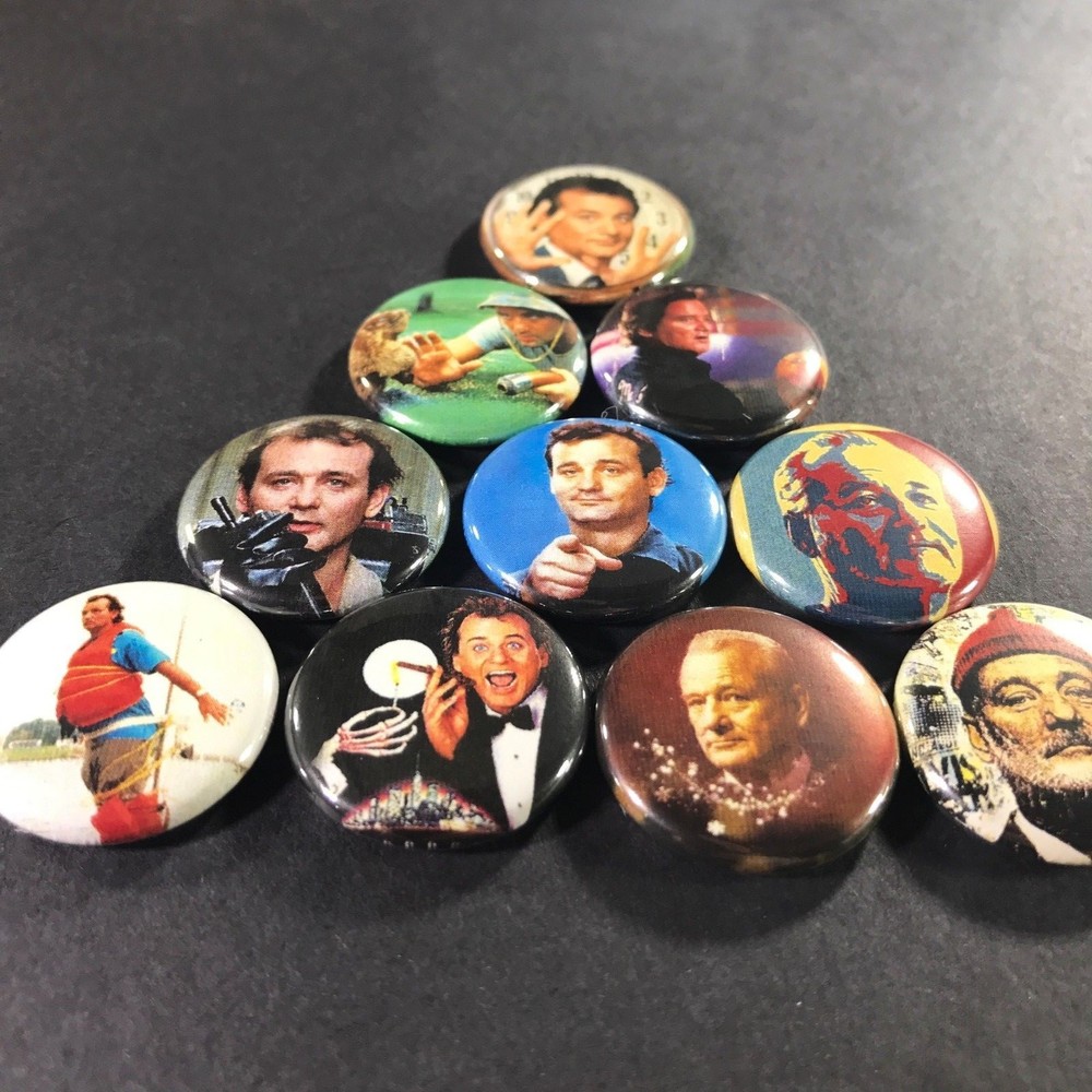 Bill Murray 1" Button Pin Set Comedy Ghostbusters Kingpin Caddyshack Groundhog