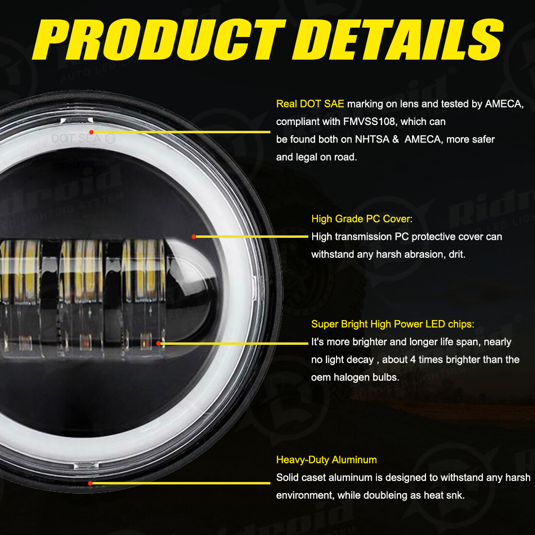 Halo 7" LED Headlight &Fog Light For Harley-Davidson Electra Glide Ultra Classic