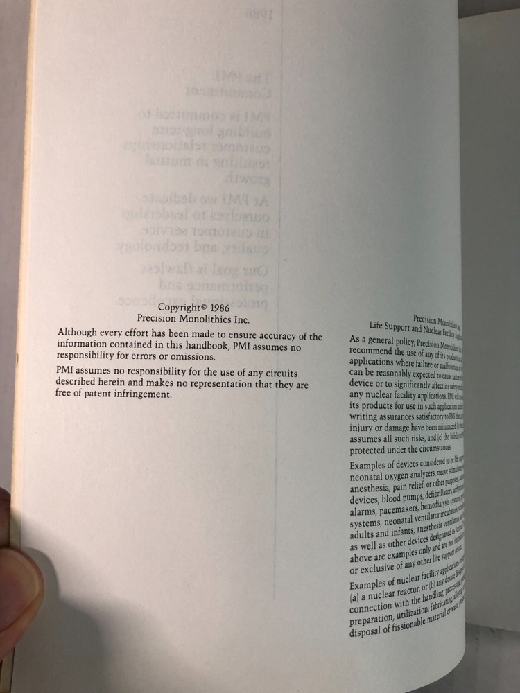 PMI Data Book 1986 Linear and Conversions Applications Handbook