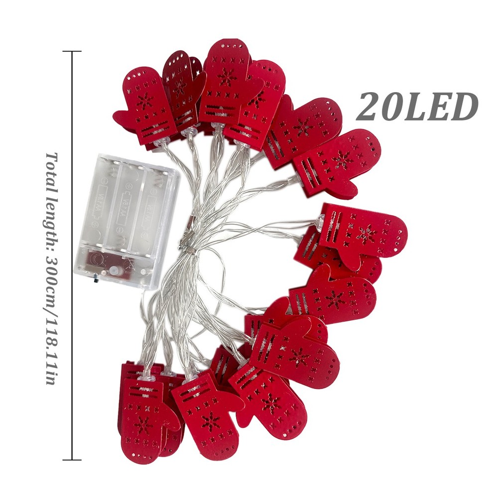 Christmas LED Light String Iron Christmas Gloves Ornament String Light NEW