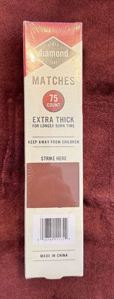 Diamond Long Reach Matches Extra Thick Long Burn 10" Camping Grill 75 Count Box
