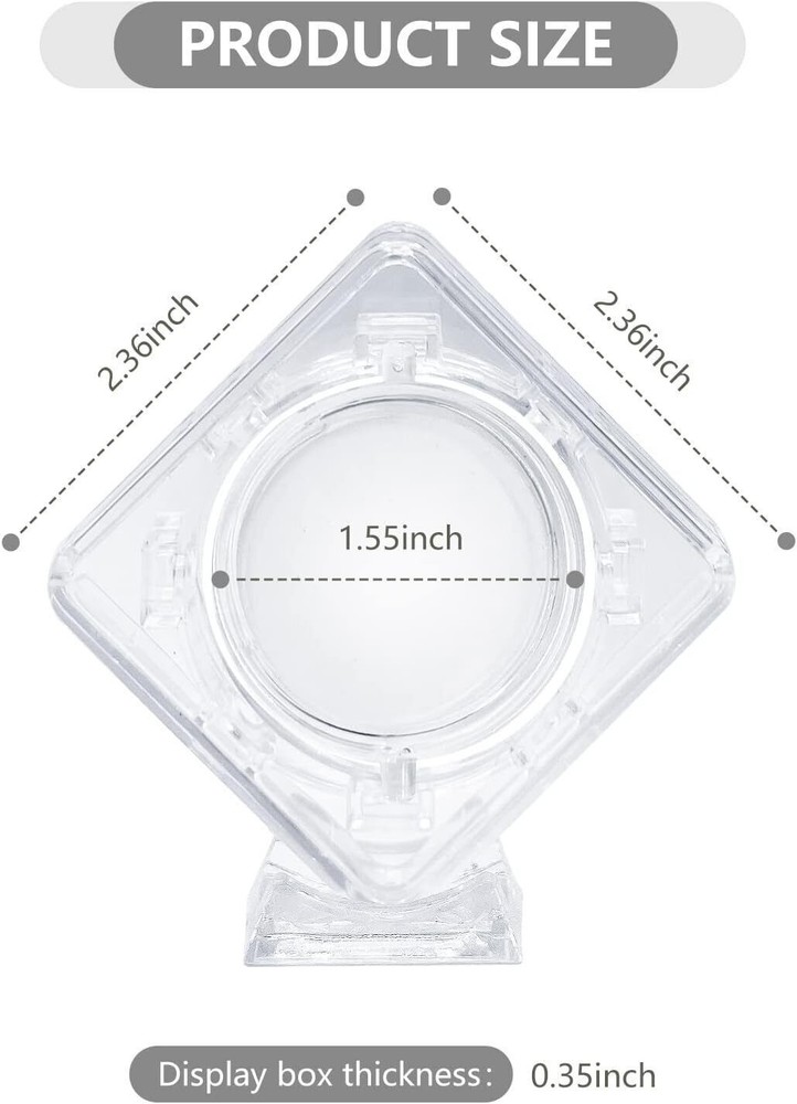 2Pcs Coin Display Case Stand Rotatable Floating Coin Capsules Protector 40 mm 3D