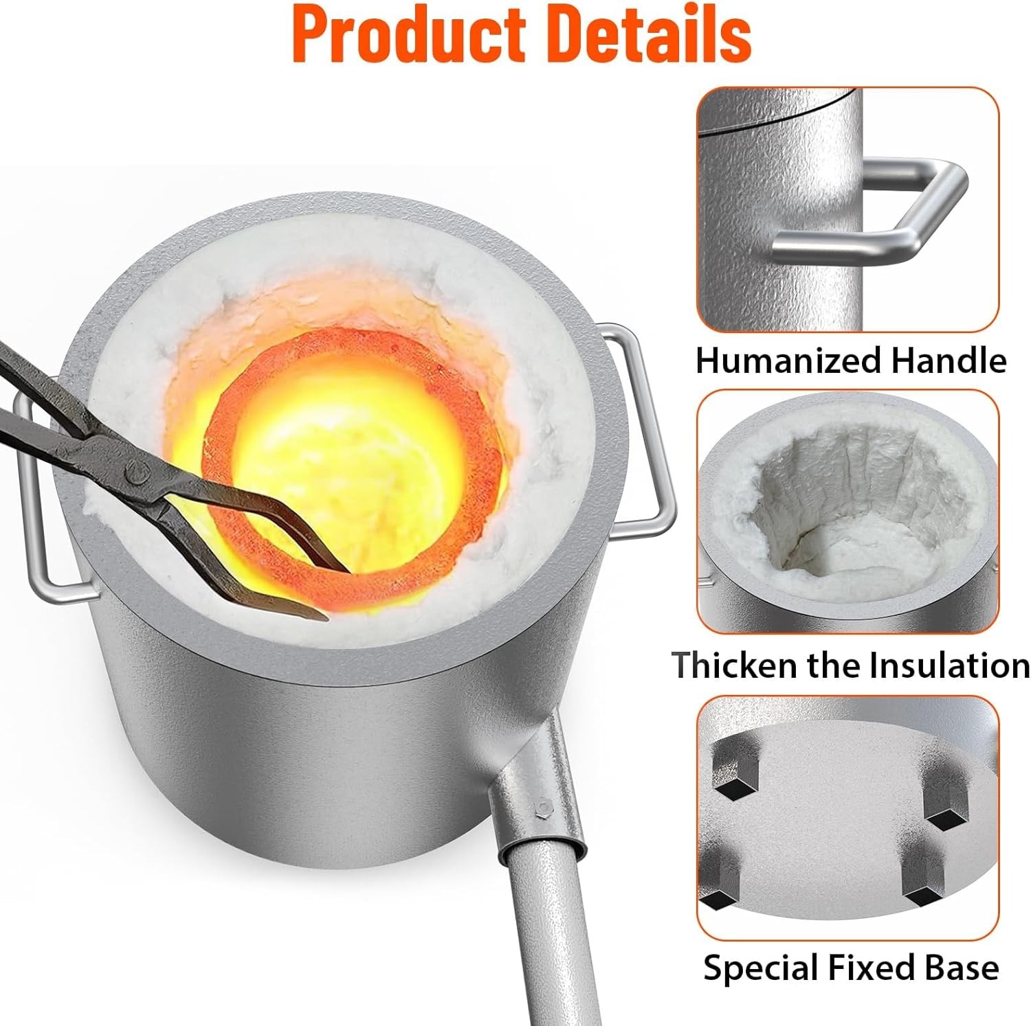 Stainless Steel 12KG Propane Melting Furnace Kit with Crucible & Tongs 2700°F