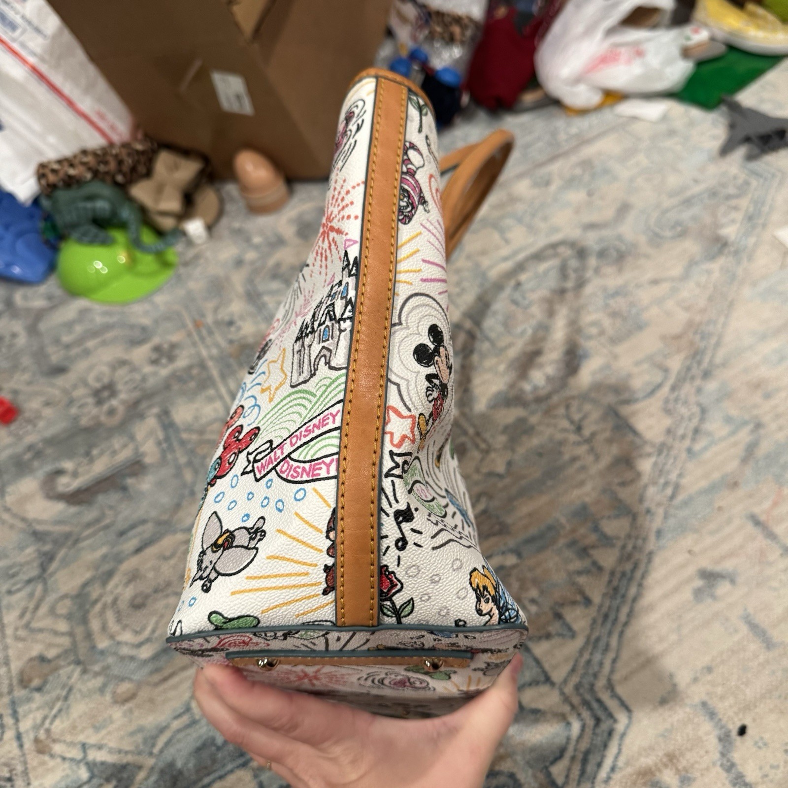 Dooney & Bourke Disney Sketch Mickey & Minnie Mouse Castle Handle Tote Bag Purse