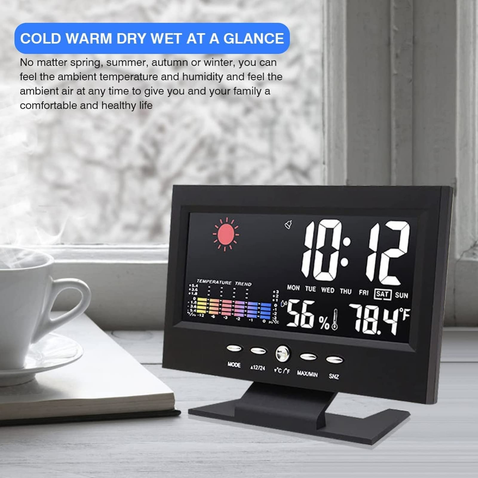 Weather Station Wireless Indoor Outdoor Thermometer,Alarm Clock (white)