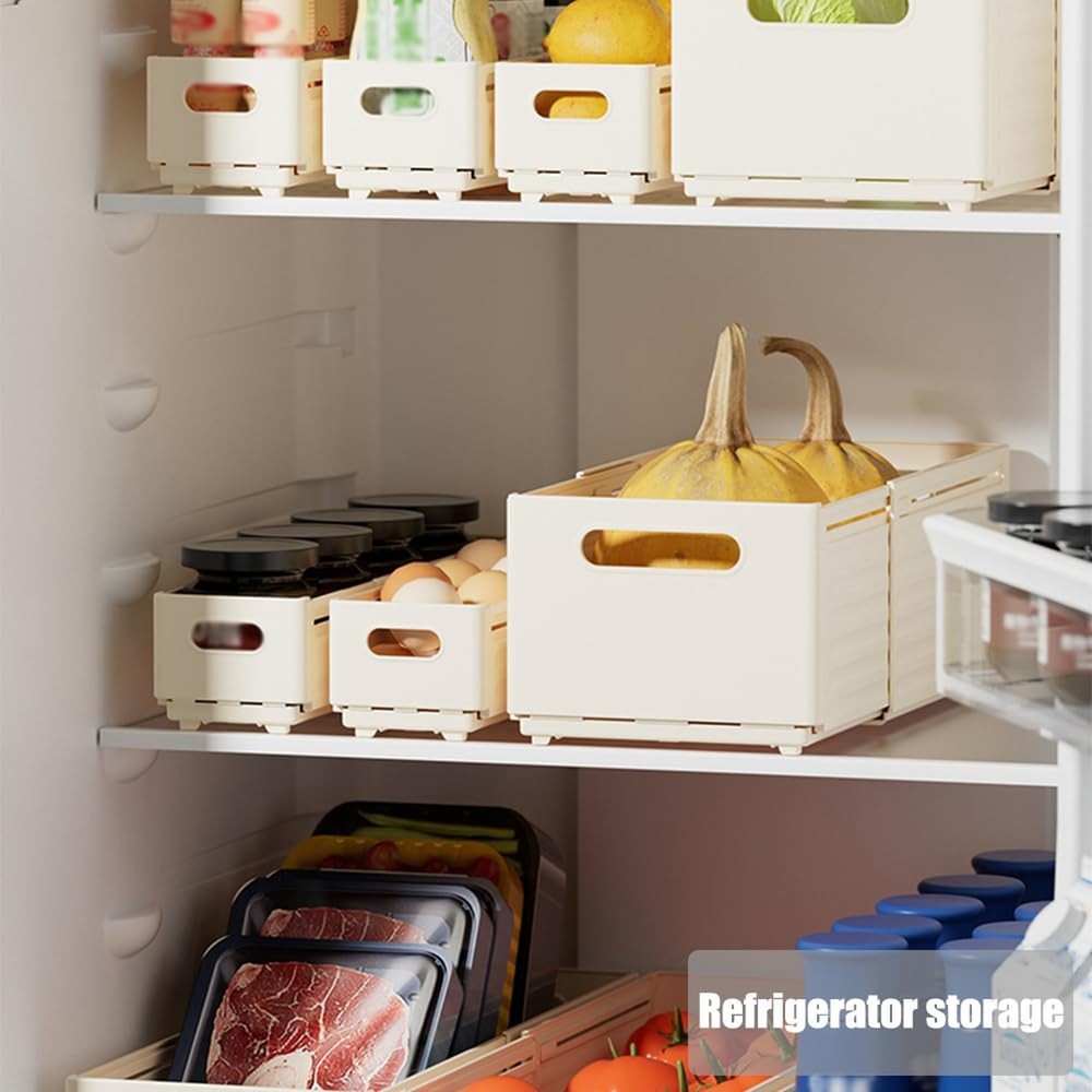 Foldable Storage Bins, 2 Pack Plastic Expandable Boxes for Organizing, Adjust...