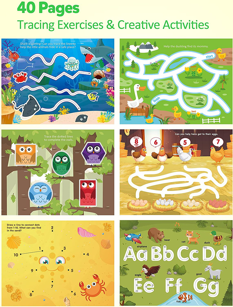 Coogam Magic Writing Practice for Preschool with Color Pattern, Learn to Write W