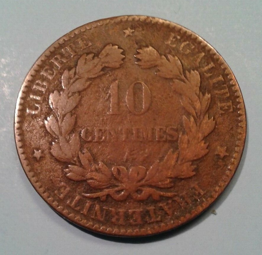 France 10 Centimes coin 1885