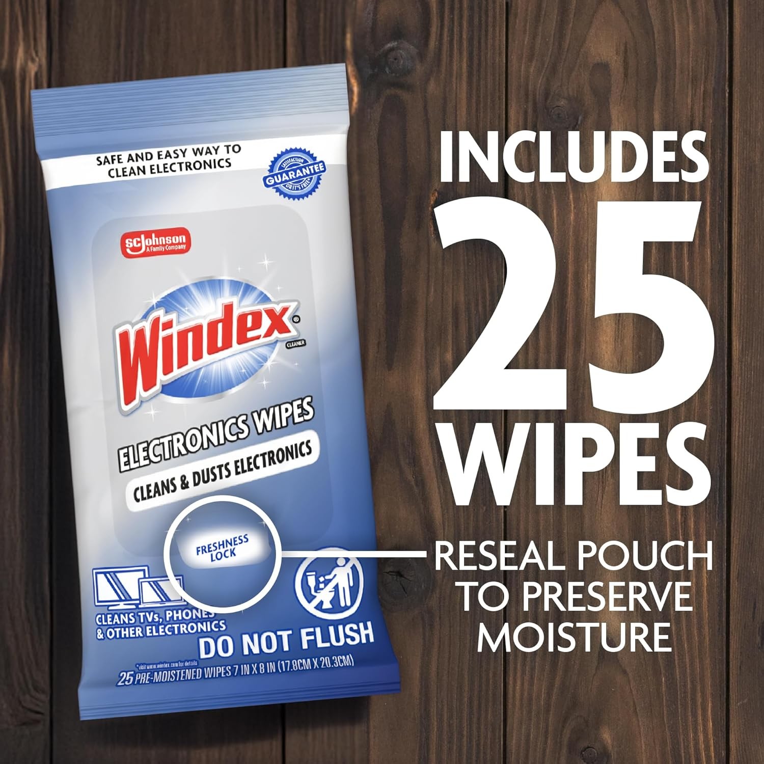 Windex Electronics Cleaning Wipes, Pre-Moistened Screen Wipes for TVs, Phones an