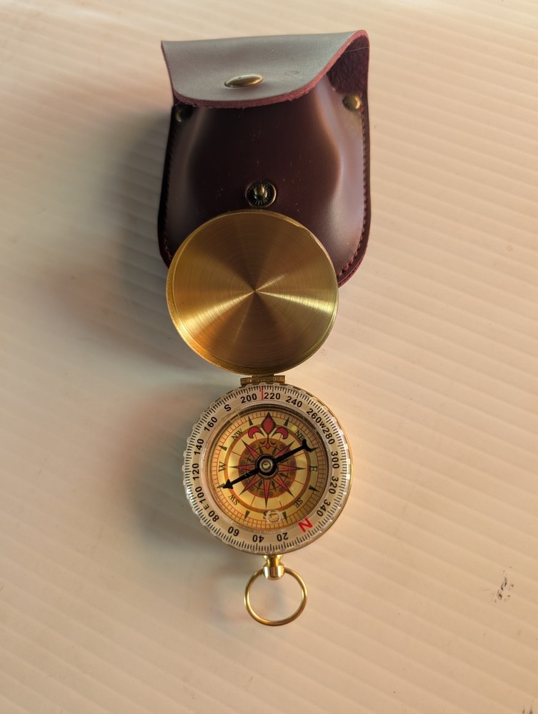 Martin Gear Brass Compass Leather Carrying Case 2"