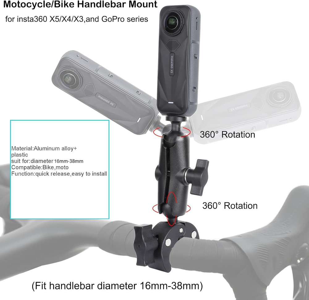 Camera Air Pump Vacuum Suction Cup Handlebar Mount Kit Compatible with Insta360