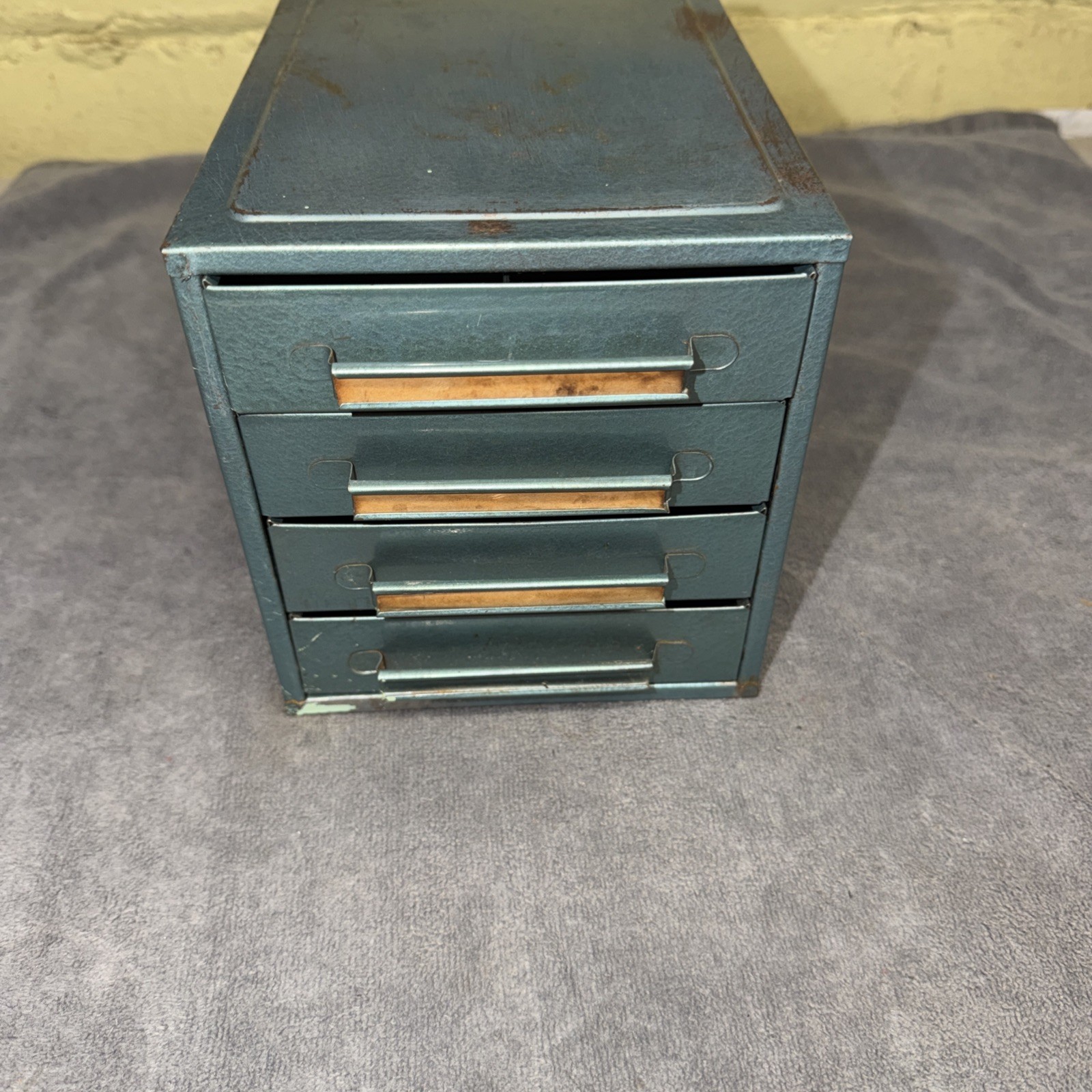 Vintage Metal Industrial Small Parts 4 Drawer Storage Organizer Cabinet