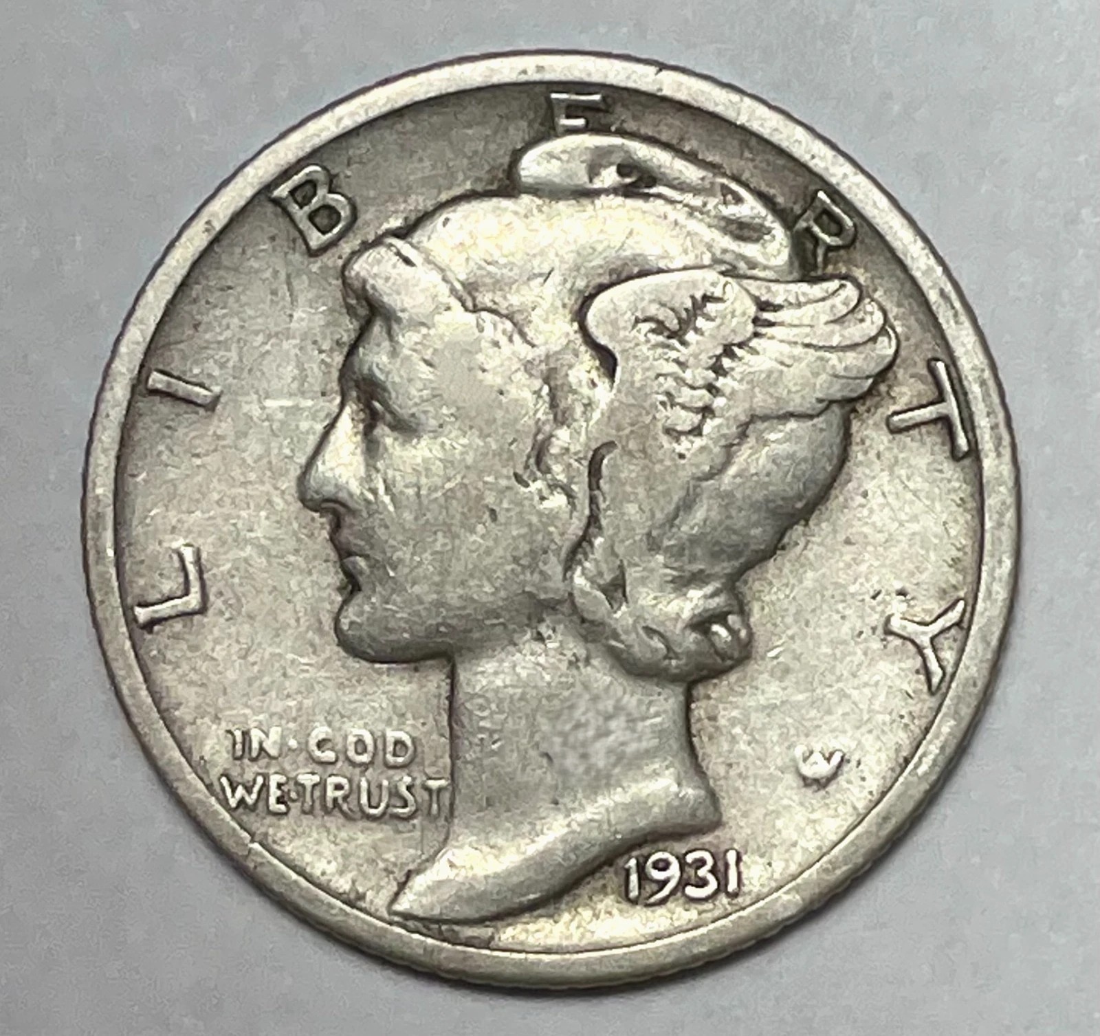 1931 S  Mercury Dime circulated 90% Silver  VG Very Good to Fine F