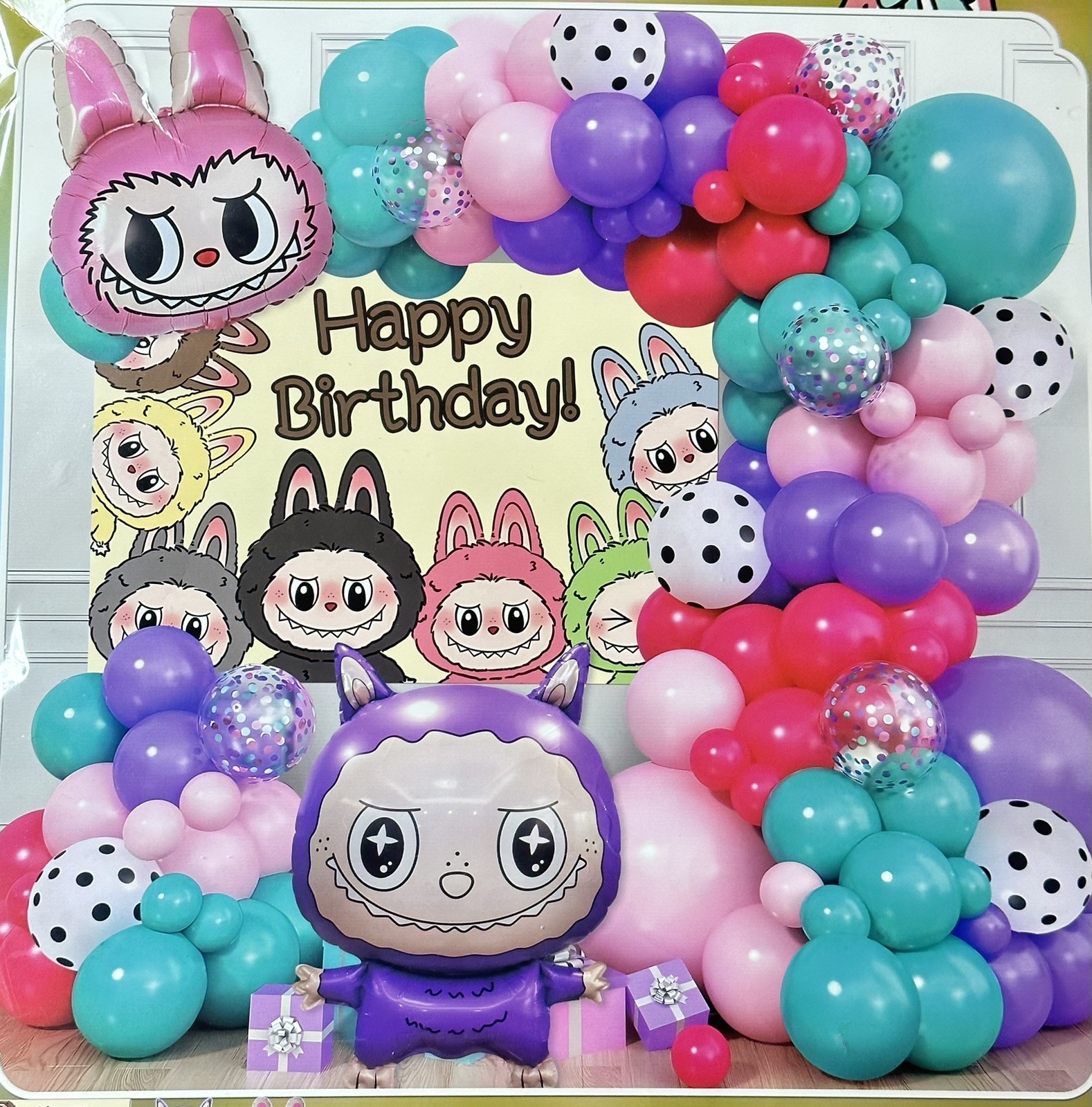 LABUBU BALLOONS PARTY SUPPLIES BIRTHDAY DECORATION BALLOONS FOIL LATEX  67pcs