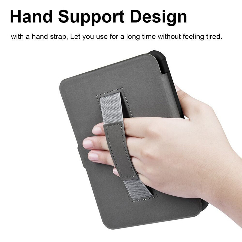 For Kobo Clara HD 2018 6" Smart Folio Cover E-book Reader Case With Hand Strap