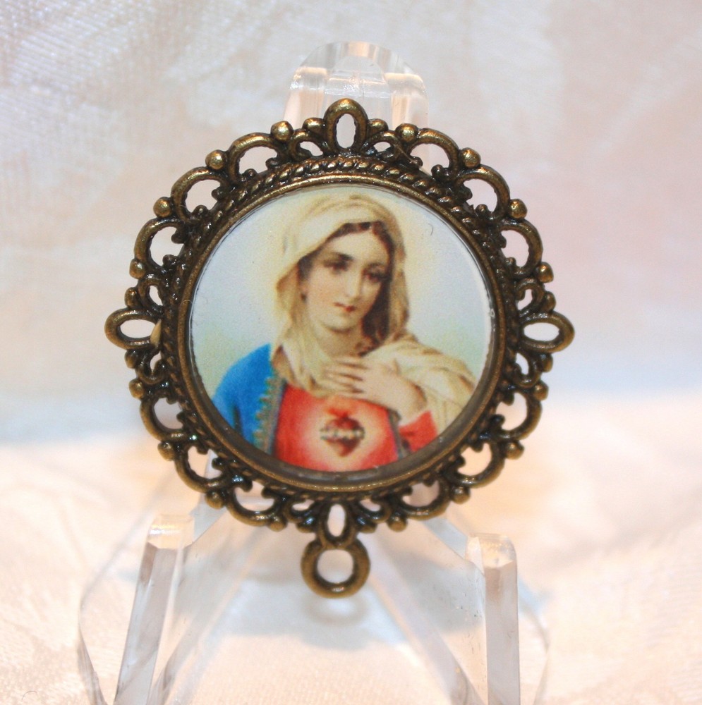 New Bronze Rosary Center Part/Color/Rosary Making/Traditional Immaculate Heart