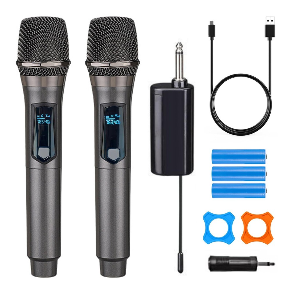 Wireless MicrophoneRechargeable Wireless Dual UHF MicrophoneDual Handheld Dyn...