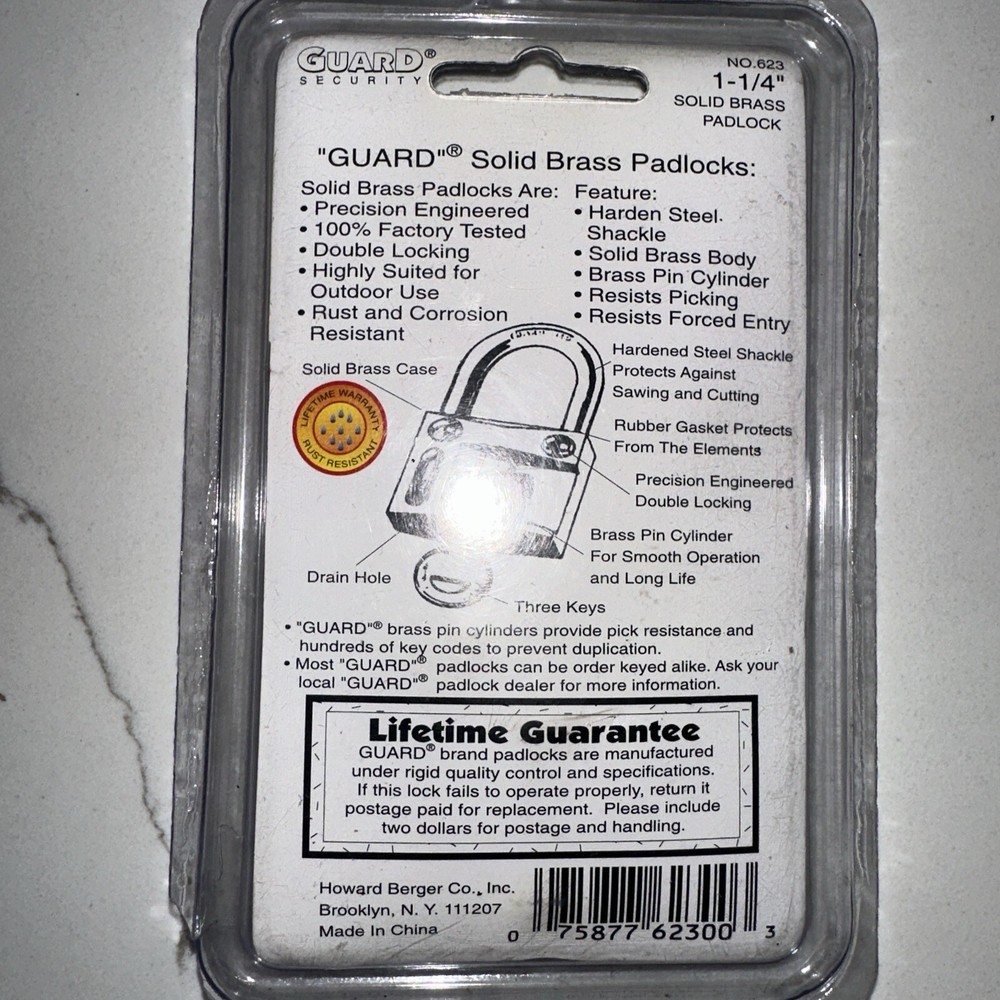 Solid Brass Padlock Guard Security with 1-1/4-Inch Standard Shackle 31