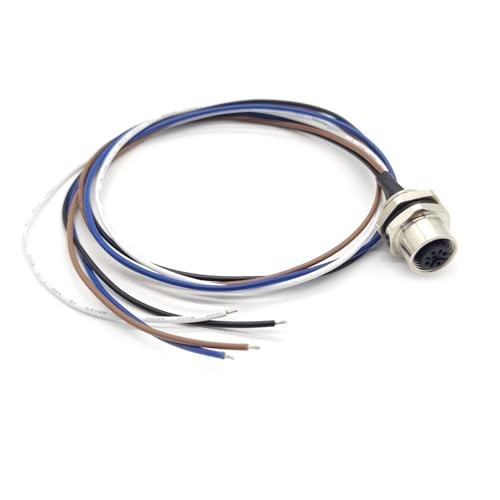 M12 4Pin Female Connector Cable, A Coded Straight Back Mount Cable 3.28ft