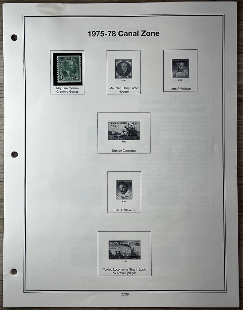 Mystic Heritage Collection - Canal Zone Stamp Section - Album Insert + 13 Stamps