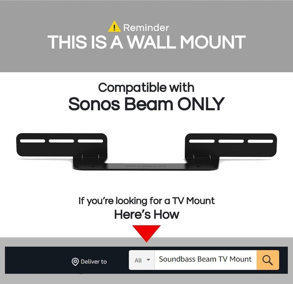 Wall Mount for Sonos Beam Soundbar - Quick Installation & Cable Access