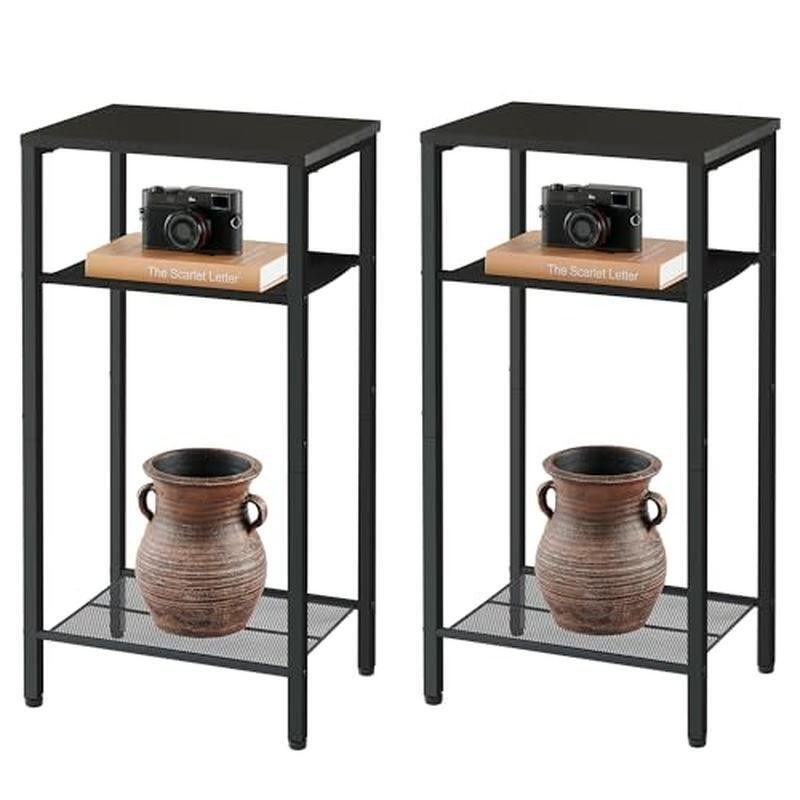 2 Set 3 Tier Side Table Storage Living Room Nightstand Multi Use Display