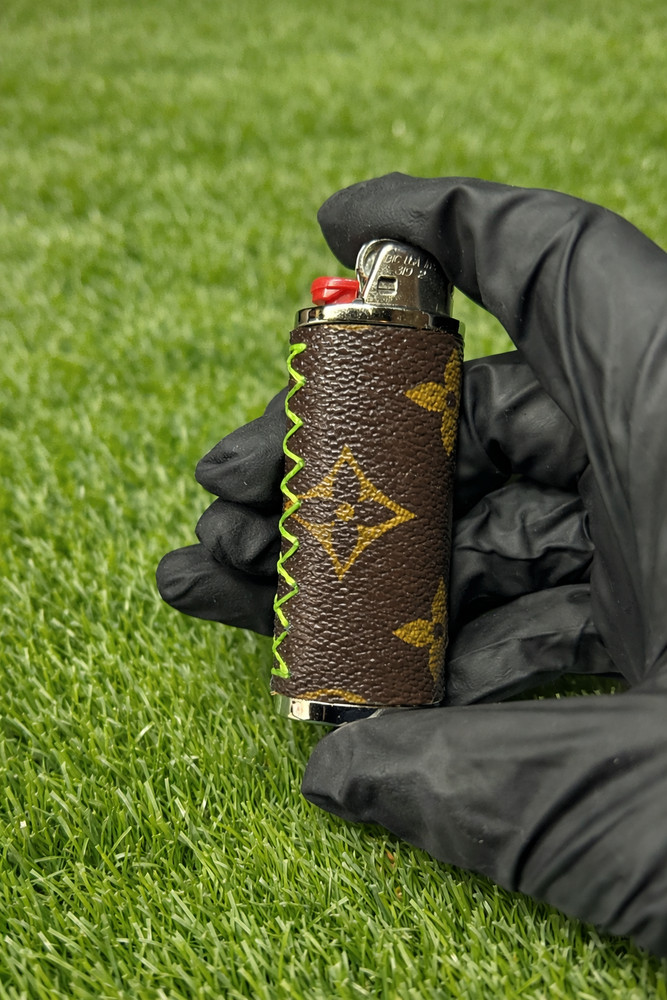 Designer Leather Lighter Case Brown Design