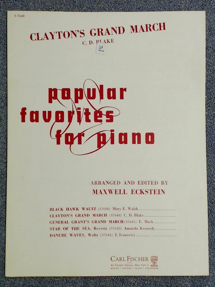 Clayton's Grand March by CD Blake Arr by Maxwell Eckstein 1947