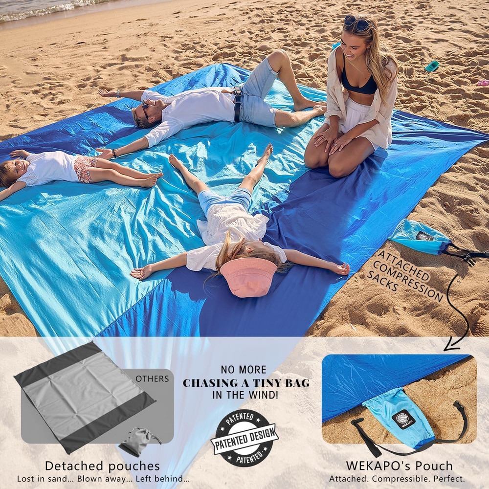 Beach Blanket Sandproof Waterproof, Extra Large Beach Mat, Oversized & Compact S