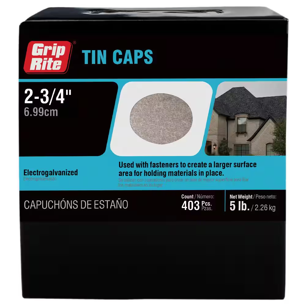 2-3/4 In. Electrogalvanized round Tin Caps 5 Lb. Box