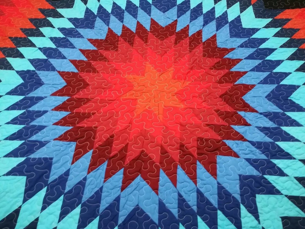 King Size Machine Pieced And quilted Patchwork Quilt #162B