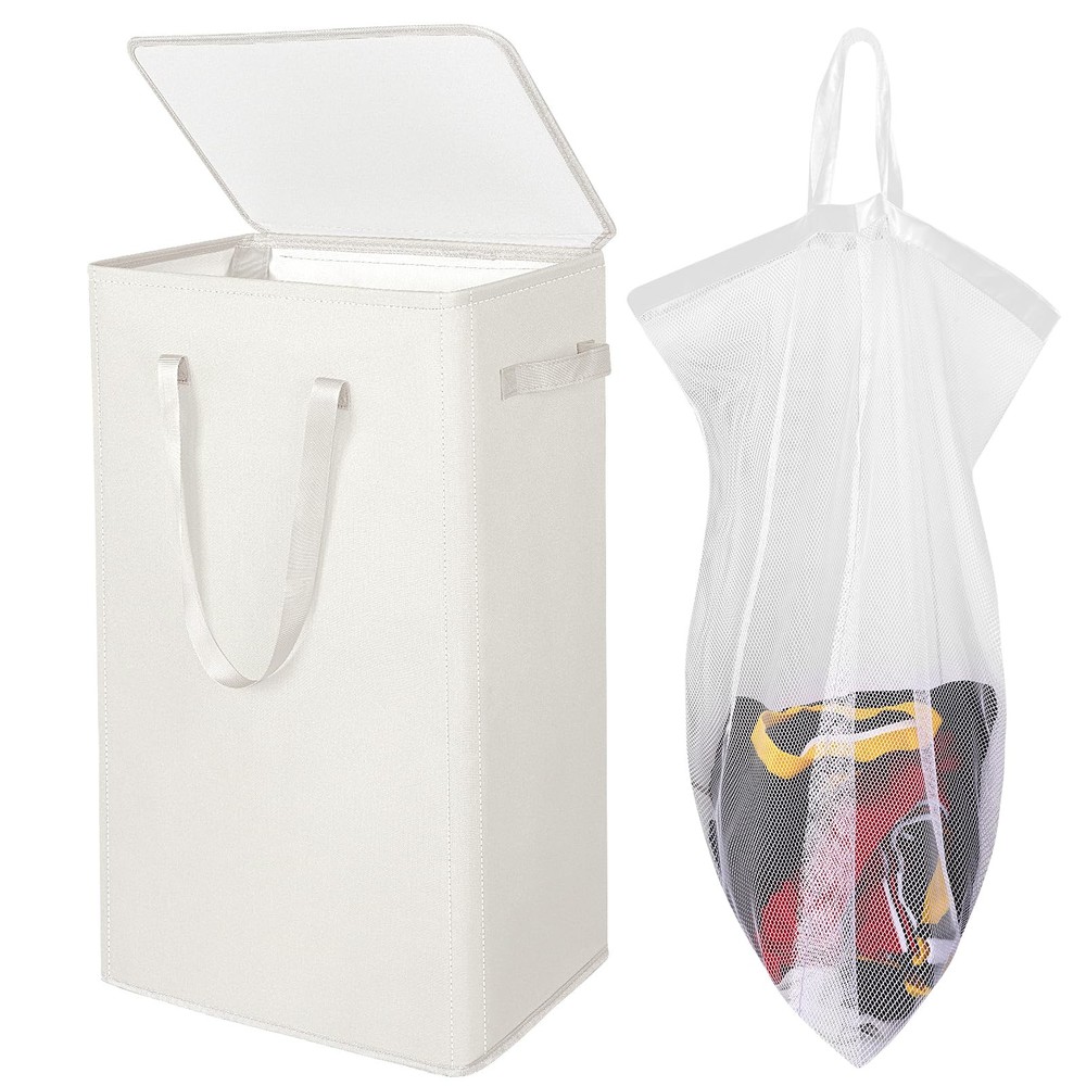 75L Slim Laundry Hamper with Lid,Large Foldable Laundry Basket with Removable...