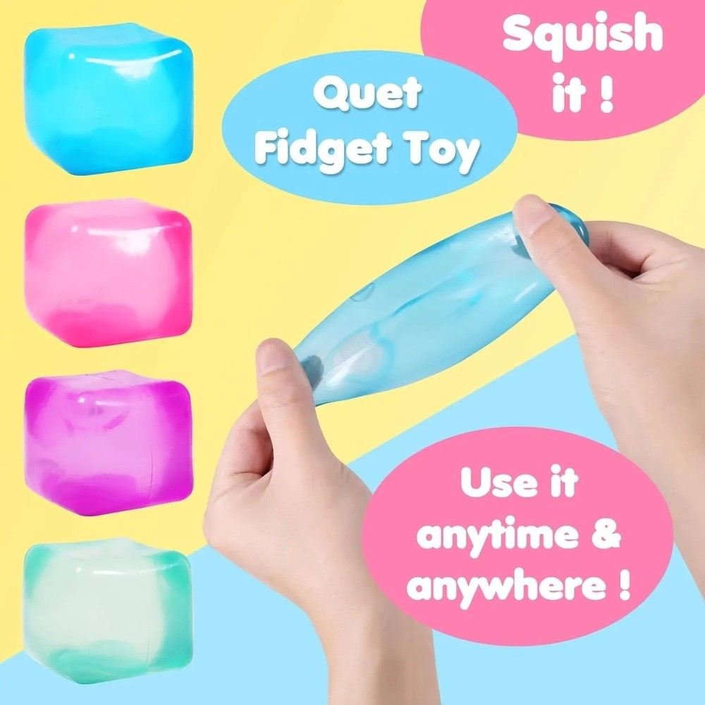 2pcs High Density Gel Ice Cube Square Decompression Vent Toy Squishy Stress Ball