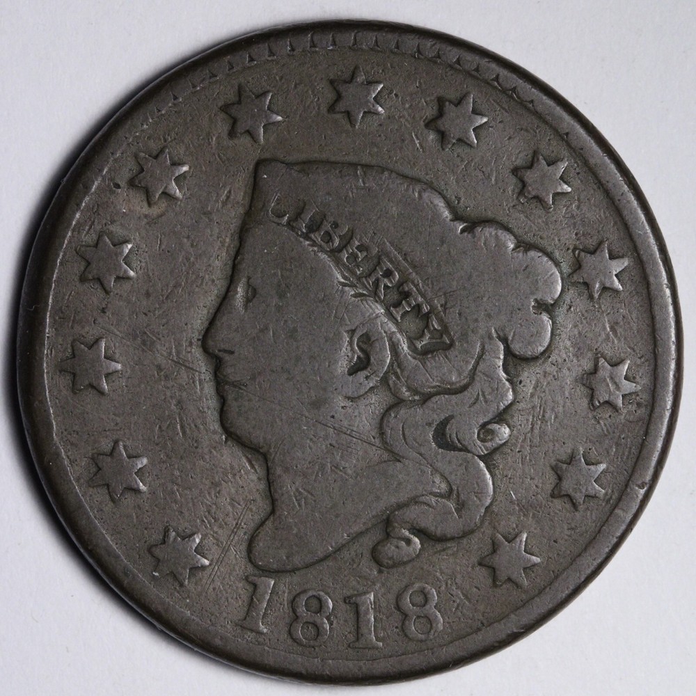 1818 Coronet Head Large Cent FINE E104 VONM