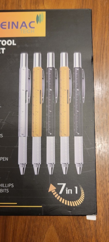 UMEINAC 5 Pack Multitool Pen Set, 7 in 1 Multitool Tech Tool Pen for Men, Constr