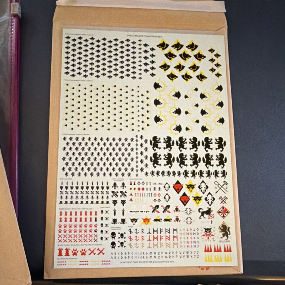 Games Workshop Warhammer 40K Space Wolves Transfer Sheet Decals