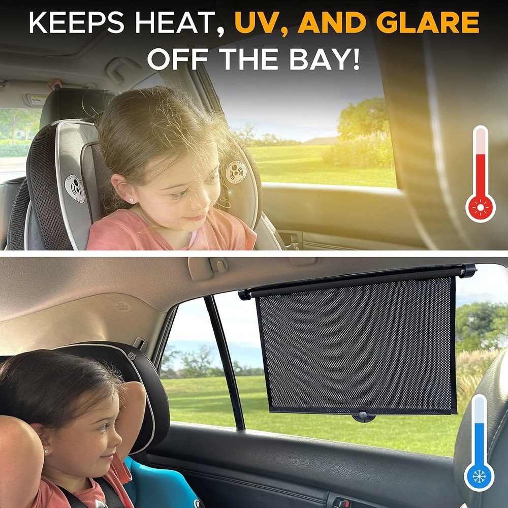 EcoNour Car Side Window Sun Shade (2 Pack) | Retractable Medium, 2 Pack
