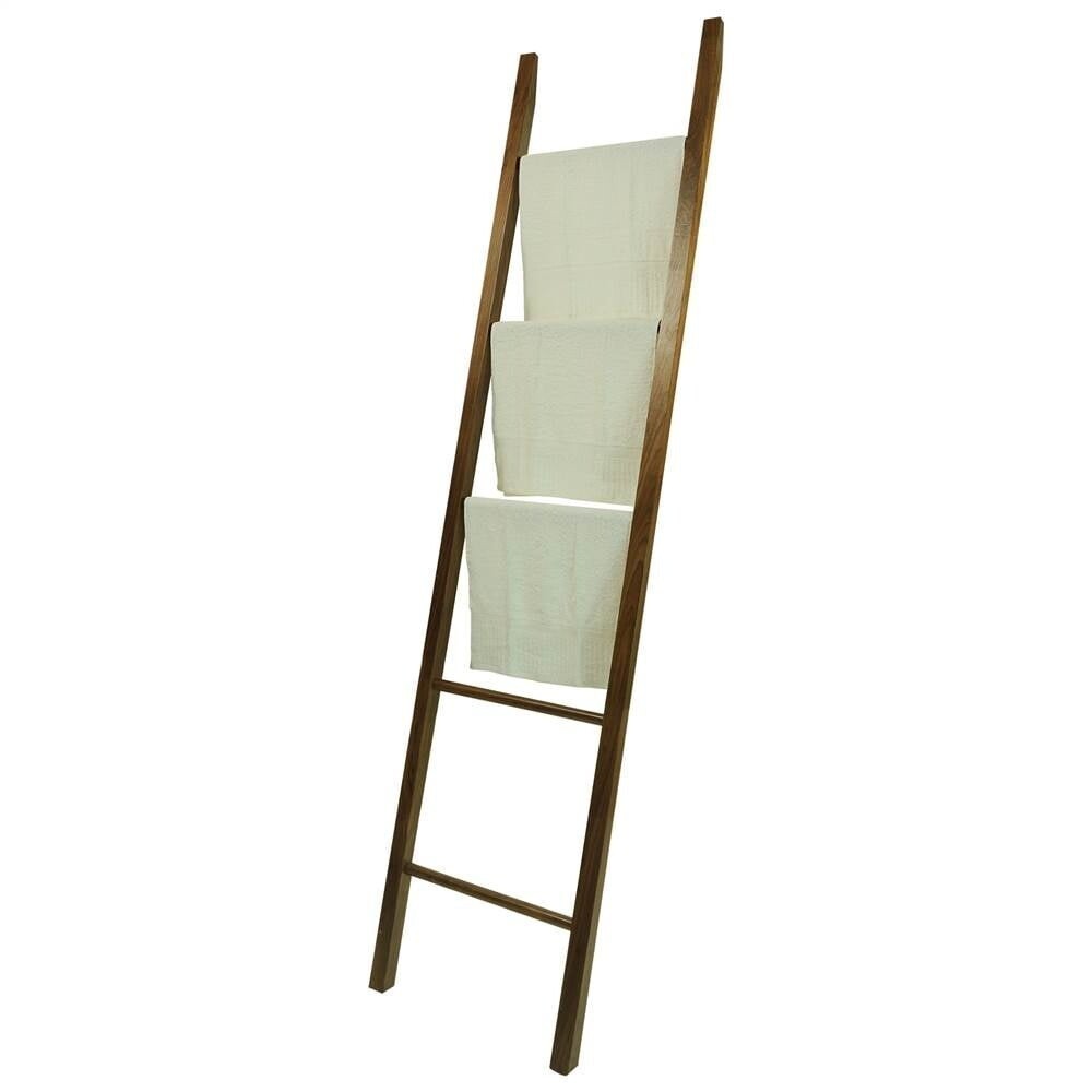 Solid Walnut Decorative Ladder 5 Step Leaning Rack Home Decor Storage Display US